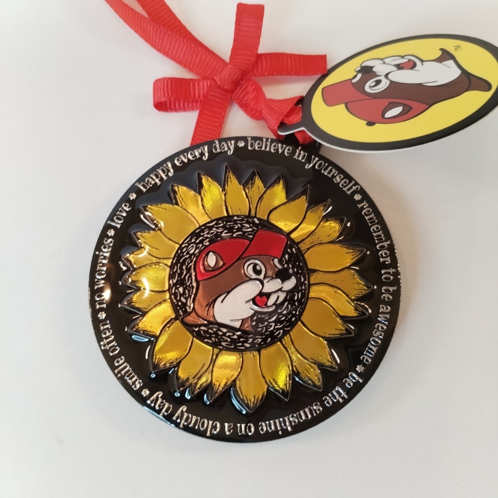 Buc-ee's Foil Sunflower Christmas Ornament 2.5 Inches "Remember To Be Awesome"